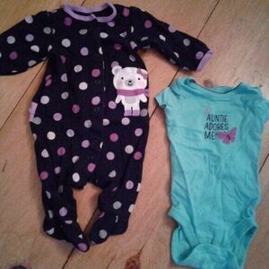 Carter's Baby Girl 3 Month Auntie Adores Me Matching Set Polka Dots & Ruffles